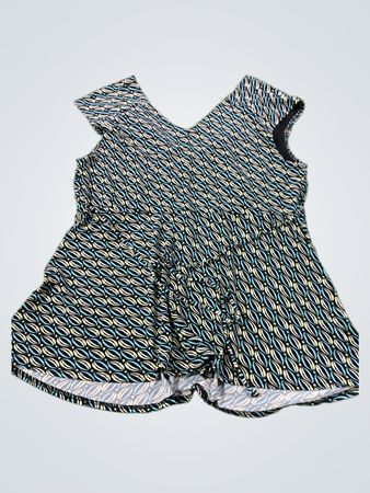 AB STUDIO Damen ärmelloses V-Ausschnitt geometrisches Druck-Overall