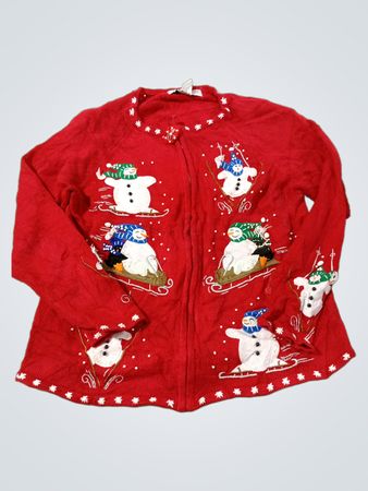 Tiara International Christmas Collection 2004 Schneemann Design Cardigan