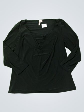Susan Lawrence Damen Schwarzes Langarm-Oberteil mit Schalkragen