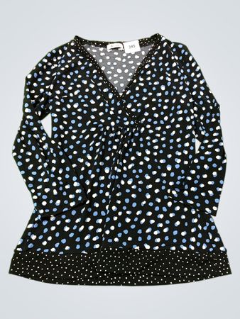 Liz & Co. Schwarzes & Blaues gepunktetes Langarmoberteil
