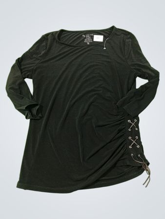 Chico's Schwarzes Rüschenshirt mit Schnürung und langen Ärmeln