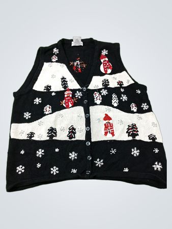 White Stag Damen XL (16/18) Schwarze Schneemann Schneeflocke Weihnachtsweste