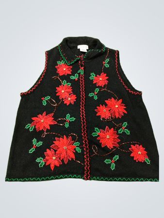 Weißer Hirsch Damen Schwarzes Weihnachtsstern Strickweste