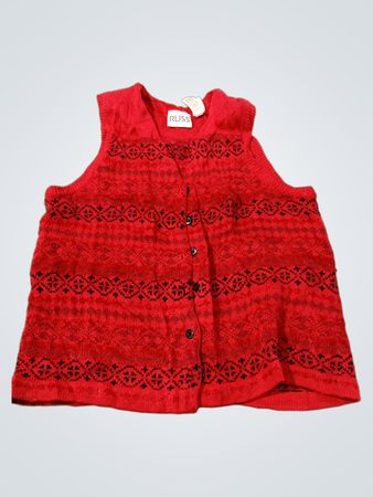 RUSS Damen Rotes Fair Isle Strickweste