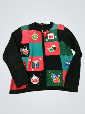 Basic Editions Holiday Christmas Sweater Jacket