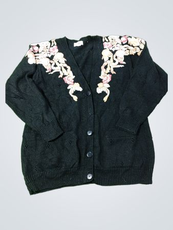Margules Schwarzer Bestickter Cardigan