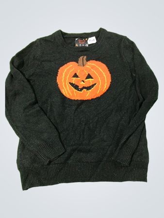 Trick or Treat! Schwarzer Halloween-Kürbis-Pullover