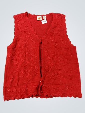 Route 66 Rotes besticktes Strickwesten