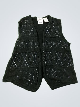 Attie Lou Damen Schwarze Perlen Strickweste