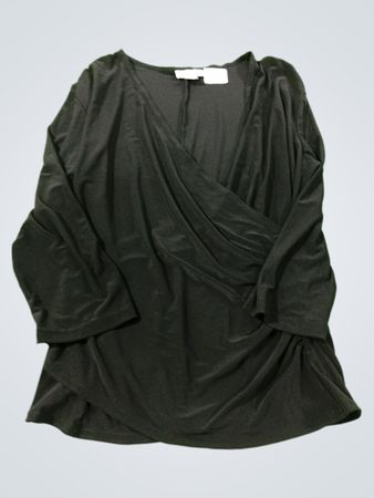 Coldwater Creek Schwarzes Drapiertes V-Ausschnitt Top