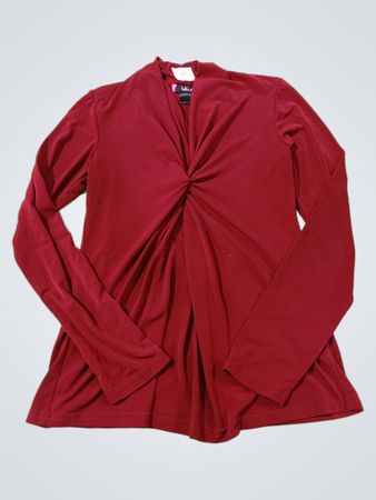 belli joy Damen rotes verdrehtes Hals langärmliges Oberteil