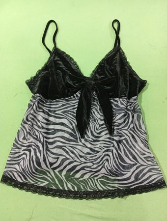 Schwarz-weißes Zebra-Print Babydoll-Top mit Hasenohren