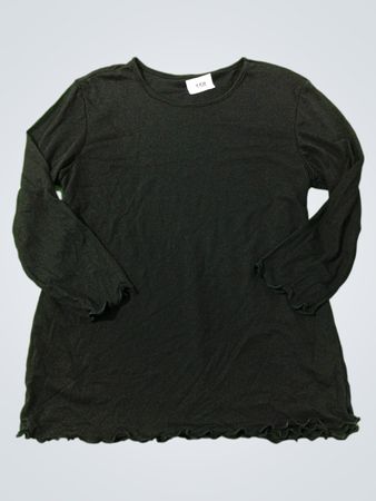 Schwarzes Langarmshirt mit Rüschensaum
