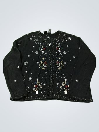 Erika Black Christmas Tree Perlenpullover