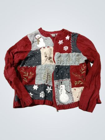 Croft & Barrow Petite Schneemann Patchwork Cardigan