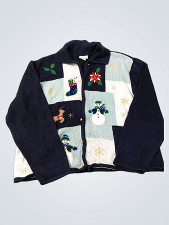 Crystal Kobe Damen Weihnachts Patchwork Cardigan