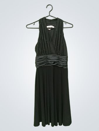Evan-Picone Damen Schwarzes Halterneck Rüschentaschenkleid Größe 4