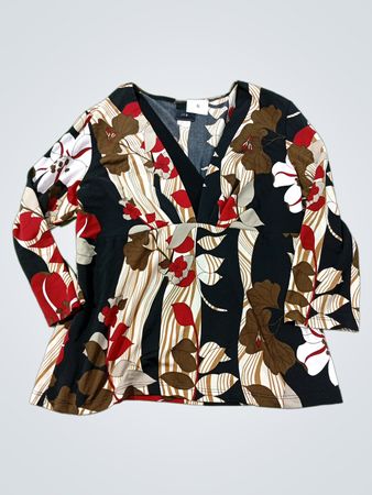 J.T.B. Damen Bluse mit floralem Muster und V-Ausschnitt