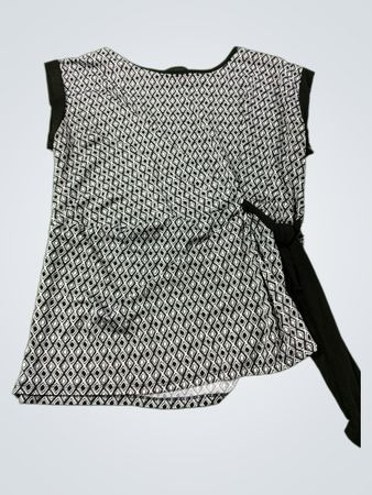 Mandy Evans Damen Schwarz-Weiße Diamantmuster-Bluse