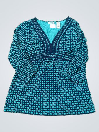 Liz & Co. Damen Geometrischer Druck V-Ausschnitt Tunika Oberteil