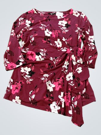 Alfani Damen burgunderfarbene Blumenmuster Krawatten-Front Top