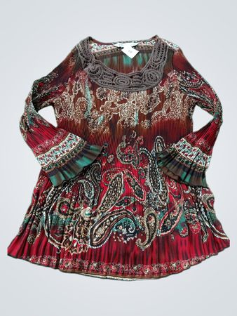 Cleo Petite Paisleymuster Faltenbluse