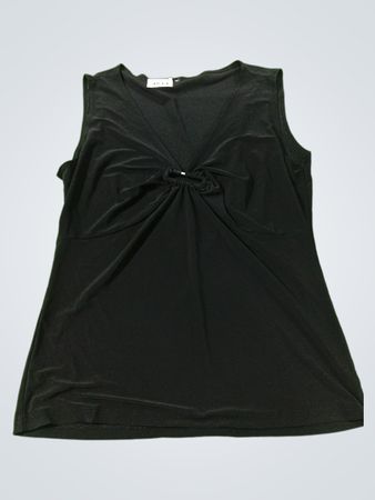 Schwarzes ärmelloses Top mit Knoten-Detail