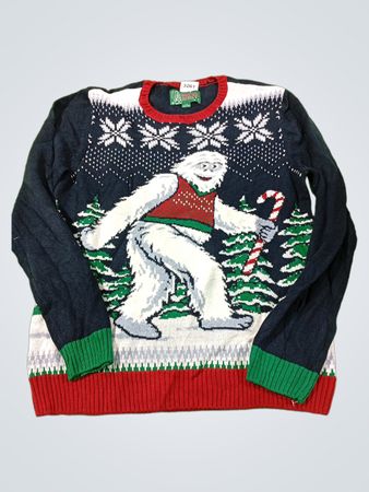 Hässlicher Weihnachtspullover mit Bigfoot- und Zuckerstangen-Grafik