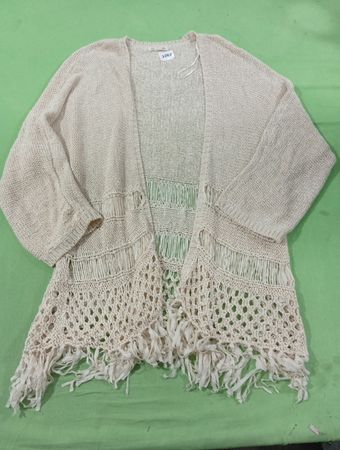 BUNDLE ZERO Damen Creme Strickfransen-Cardigan