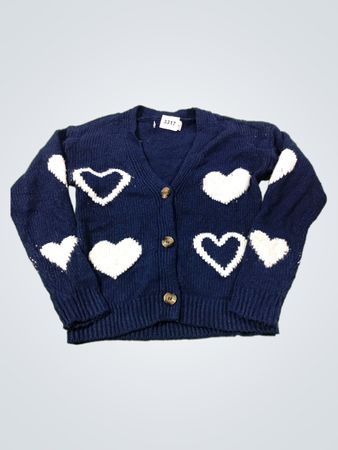 Marineblauer Cardigan mit weißen Herzen