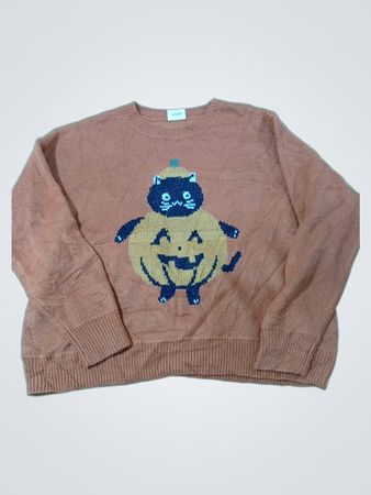 Oranger Halloween-Kater Kürbis Pullover