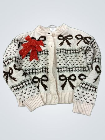 FRESHMAN 1996 Creme und Braun Schleifenmuster Strickjacke