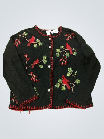 Coldwater Creek Black Cardinal Bestickter Cardigan