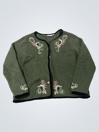 Croft & Barrow Grüner bestickter Cardigan