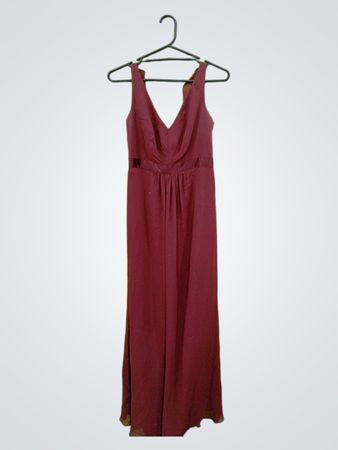 David's Bridal Damen Burgunder V-Ausschnitt Ärmelloses Maxikleid