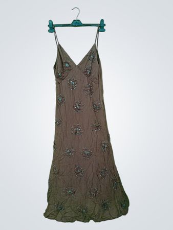 ZARA Perlenbesetztes Maxikleid