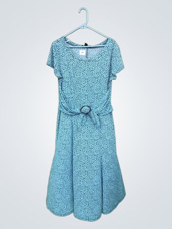 Perceptions New York Damen Kleid in Hellblau mit Blumenmuster und Gürtel