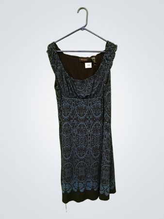 Axcess Damen Blau und Schwarz Gemustertes Kleid