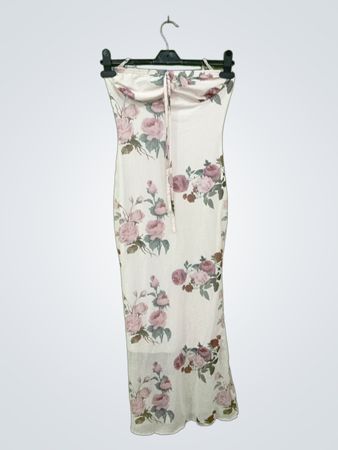 Trägerloses Maxikleid mit Floralprint