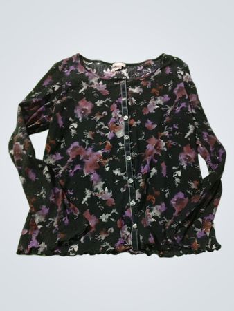 J. Jill Petite Floral Print Button Front Cardigan