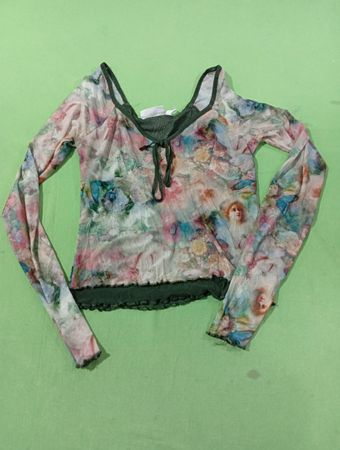 Willow-Root-Mesh-Top mit Engel- und Blumenmuster