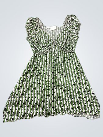 Max Studio Damen Grünes Gemustertes Minikleid