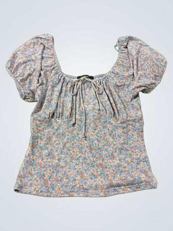 Ambiana Bluse mit Puffärmeln und floralem Druck und Bindeband