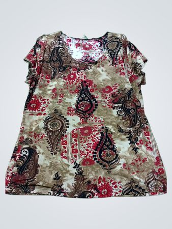 Damen Bedrucktes V-Ausschnitt T-Shirt