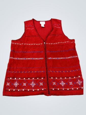 Napa Valley Rotes Besticktes Fleece-Westen