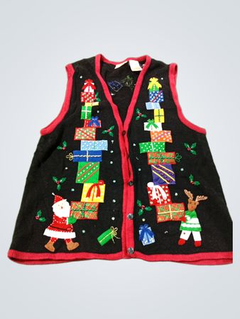 Weihnachtsweste mit Weihnachtsmann und Rentier