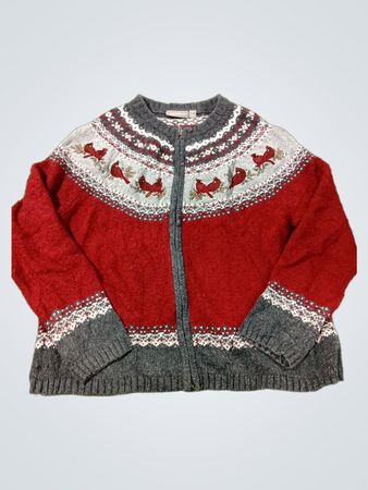 Croft & Barrow Damen Cardinal Fair Isle Zip-Front Cardigan Pullover