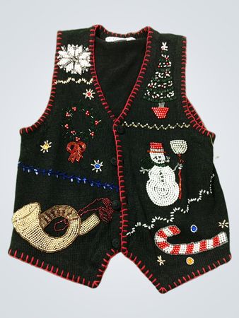 VICTORIA JONES Damen Schwarze Weihnachtsweste