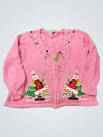 Tiara International Christmas Collection Pink Ugly Christmas Sweater