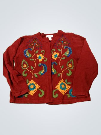 BECHAMEL Damen bordeauxroter bestickter Cardigan